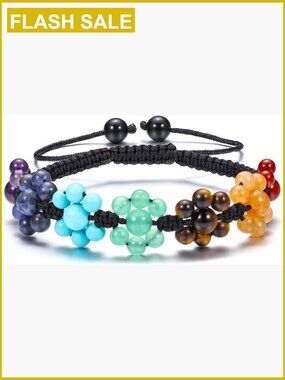 7 Chakra Healing Crystal Bead Stretch Bracelet Meditation Yoga Stone Bangle